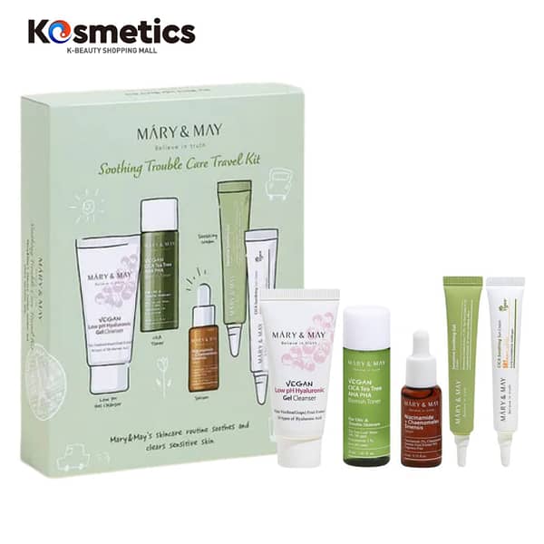[MARY&MAY] Shooting Trouble Care Travel Kit (Toner30ml+Serum10ml+Cream12g+Suncream12g+GelCleanser30ml